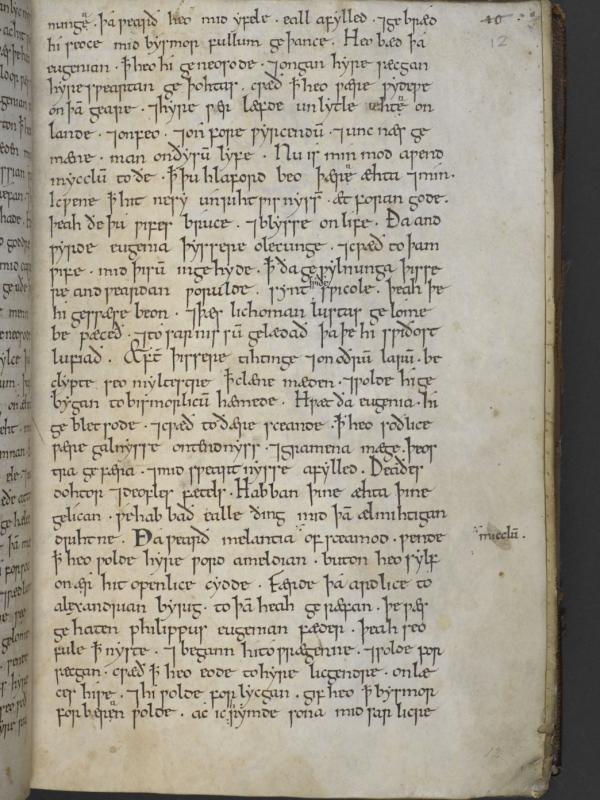 Page from a medieval manuscript with Old English text