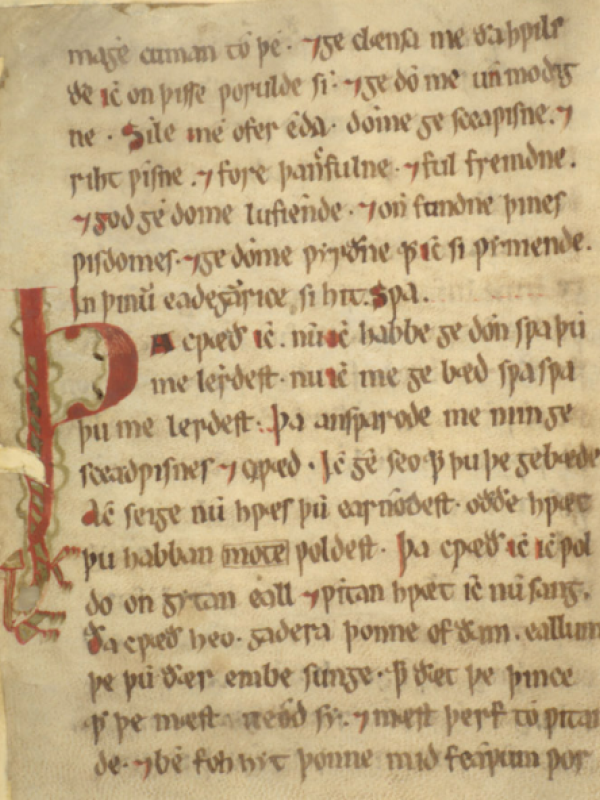 image 2 cotton vitellius a xv f 14v c british library board the transition from augustines prayer back to the dialogue with an ornate capital thorn th