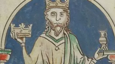 Image of King Alfred seated on a throne