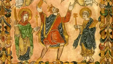 Image of Anglo-Saxon king and bishops