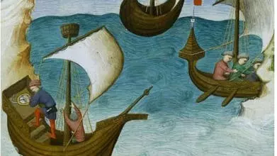 medieval ship and compass mandeville