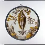 roundel with mary of egypt crossing the jordan met dp122247