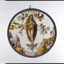 roundel with mary of egypt crossing the jordan met dp122247