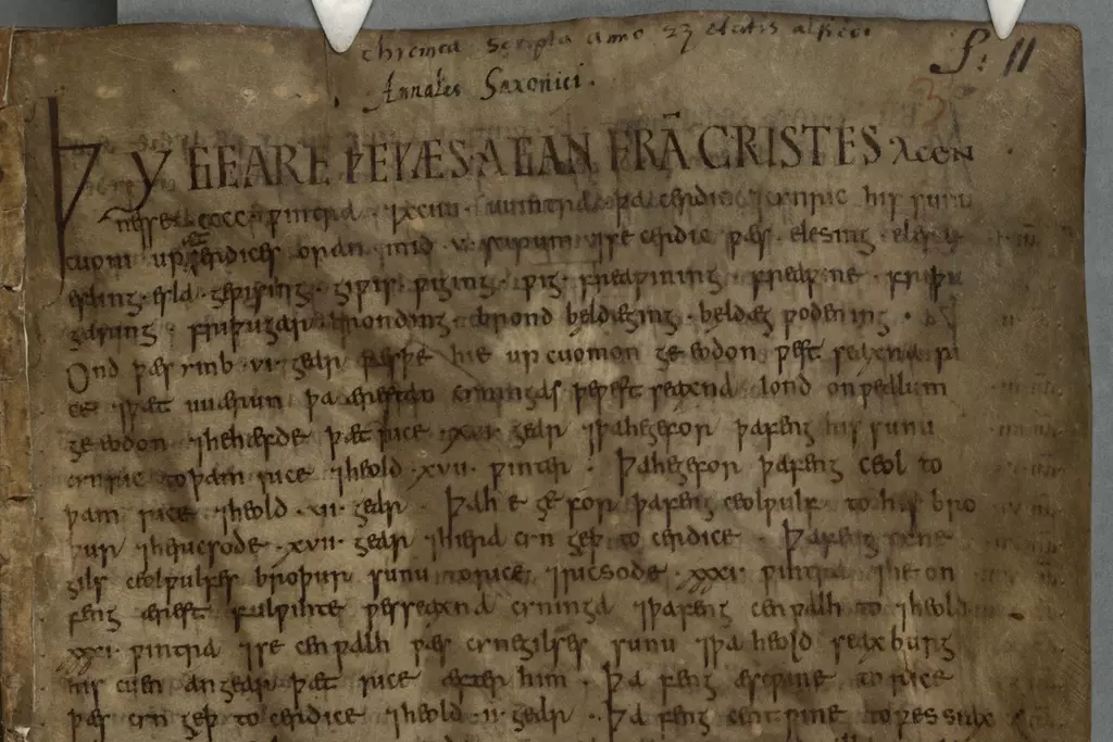 A page from the Anglo-Saxon Chronicle Parker Manuscript