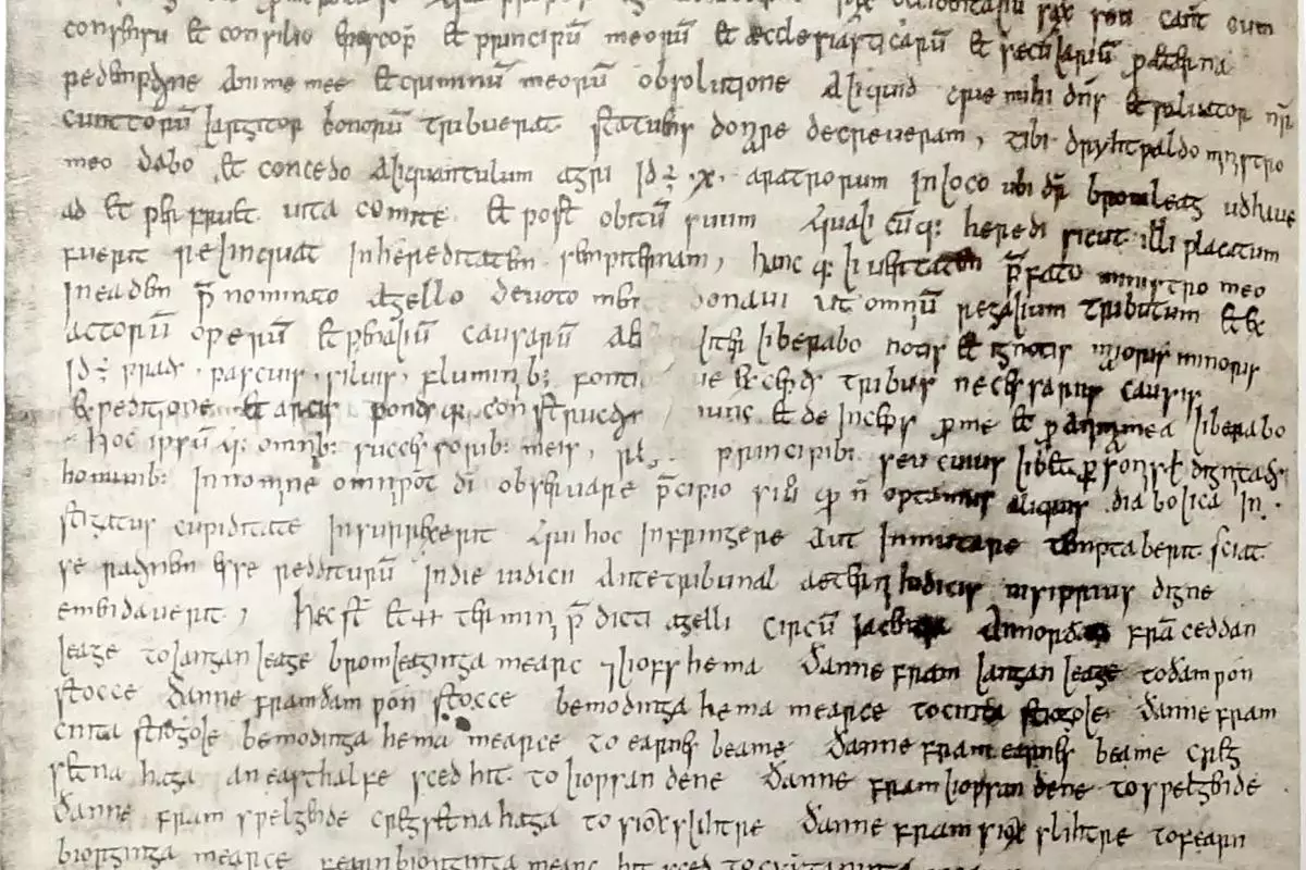 An Anglo-Saxon charter with text in Latin and Old English