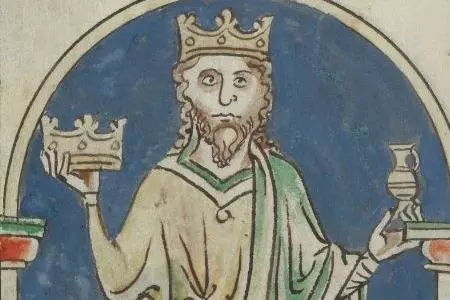 Image of King Alfred seated on a throne