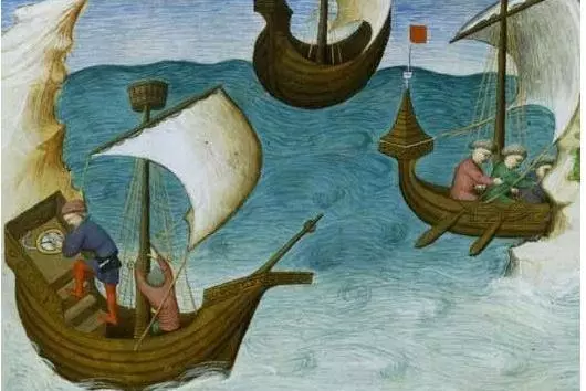 medieval ship and compass mandeville